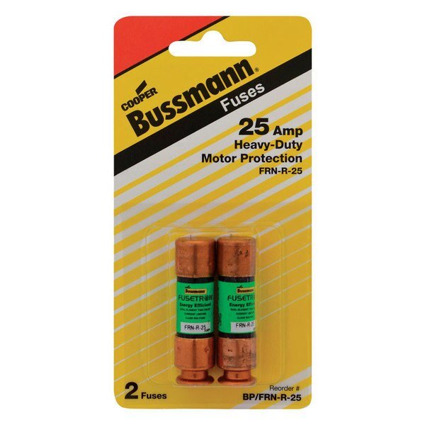 Midget Fuse, FRN-R Series, Time-Delay, 25A, 250V AC, 20kA DC, Eaton Bussmann, Mfr#: BP/FRN-R-25